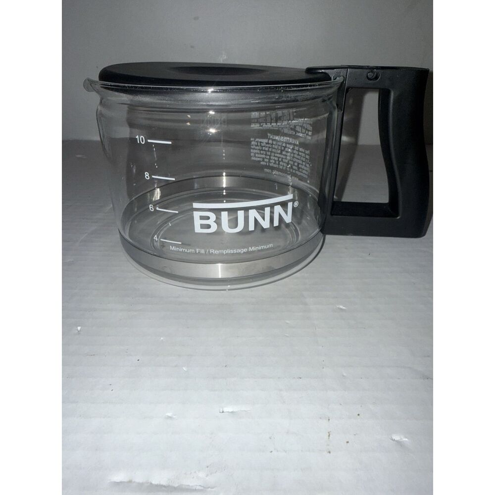 BUNN Coffee Maker 10 Cup Decanter Pot Carafe Glass Black Lid